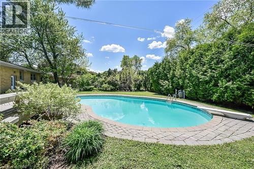 128 Oneida Boulevard, Ancaster, ON - Outdoor With In Ground Pool With Backyard