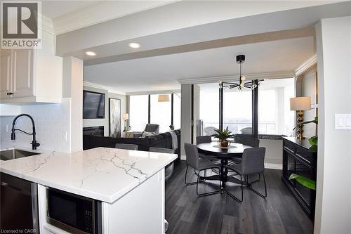 75 Queen Street N Unit# 1707, Hamilton, ON - Indoor Photo Showing Kitchen With Upgraded Kitchen