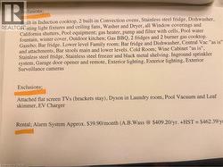 Complete and comprehensive list of Inclusions, Exclusions, and Rentals. - 