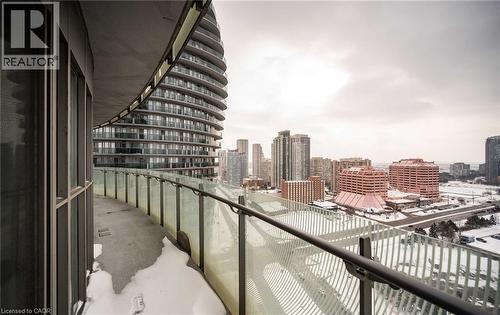 Balcony with a view of city - 50 Absolute Avenue Unit# 2105, Mississauga, ON - Outdoor With Balcony