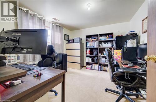Office or 2nd basement bedroom space with light carpet - 42 Ruffian Road, Brantford, ON - Indoor Photo Showing Office