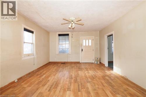 Foyer entrance featuring wood-type flooring and a ceiling fan - 37 Northumberland Street, Ayr, ON - Indoor Photo Showing Other Room