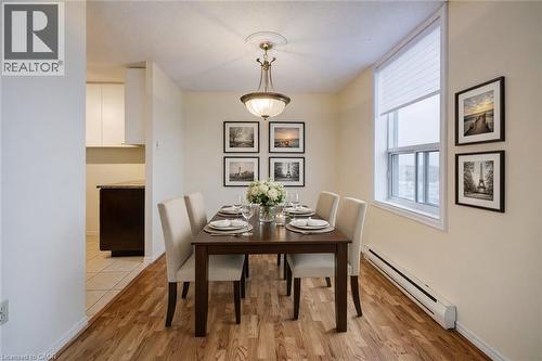 AI Generated staged Photo - 55 Green Valley Drive Unit# 1710, Kitchener, ON - Indoor Photo Showing Dining Room