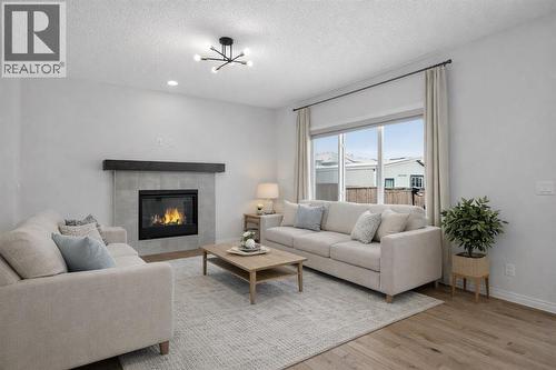 Virtual Staging - 114 Walgrove Green Se, Calgary, AB - Indoor Photo Showing Living Room With Fireplace