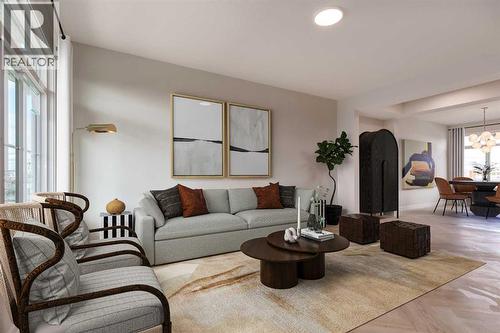 Virtually Staged - 466 River Avenue, Cochrane, AB - Indoor Photo Showing Living Room