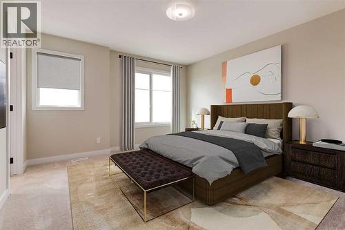 Virtually Staged - 466 River Avenue, Cochrane, AB - Indoor Photo Showing Bedroom