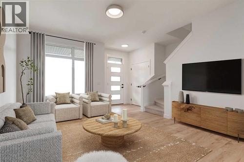 Virtually Staged - 98 Agate Road, Cochrane, AB - Indoor Photo Showing Living Room
