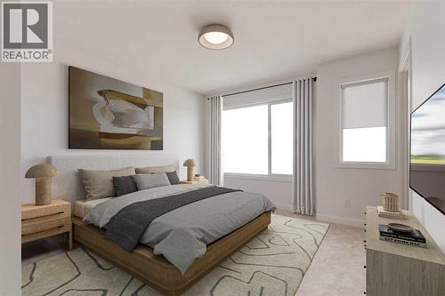 Virtually Staged - 98 Agate Road, Cochrane, AB - Indoor Photo Showing Bedroom