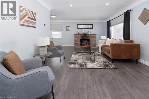 2448 Wilson Street W, Ancaster, ON - Indoor Photo Showing Living Room With Fireplace