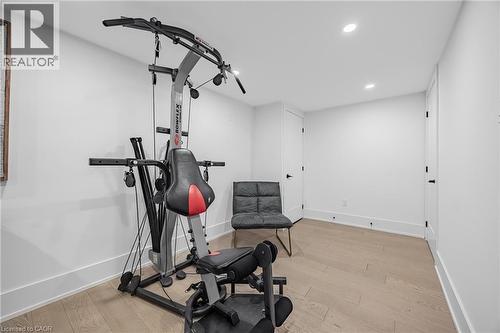 Exercise area featuring light wood-style flooring and recessed lighting - 248 Wales Crescent, Oakville, ON - Indoor Photo Showing Gym Room