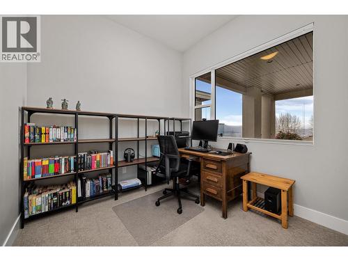 Lower level office with lake views & lots of natural light. Could easily be a 3rd bedroom for guests (no closet) - 468 Sparrow Hawk Court, Kelowna, BC - Indoor Photo Showing Office