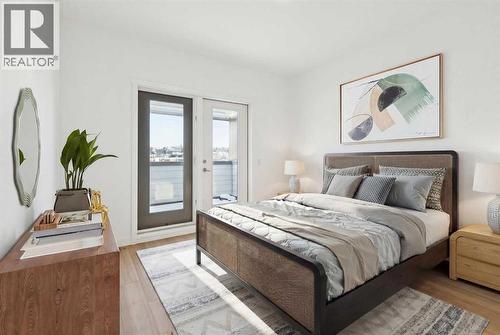 Virtually Staged Master - 205, 116 7A Street Ne, Calgary, AB - Indoor Photo Showing Bedroom