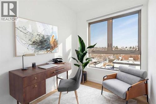 Virtually Staged Den - 205, 116 7A Street Ne, Calgary, AB - Indoor Photo Showing Other Room