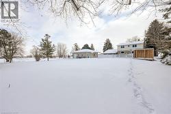 View of yard covered in snow - 