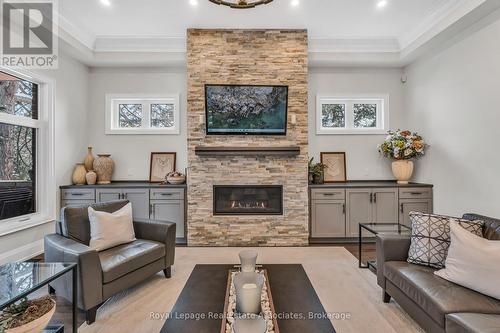 Family Room - 1285 Mineola Gardens, Mississauga, ON - Indoor Photo Showing Living Room With Fireplace
