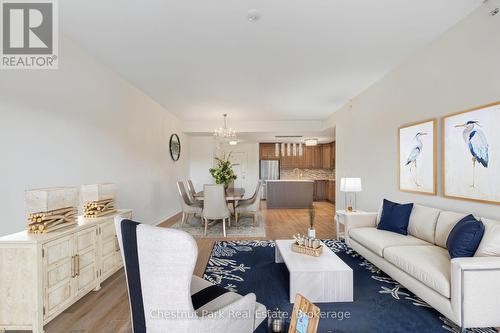 Virtually Staged - 304 - 1 Chamberlain Crescent, Collingwood, ON - Indoor Photo Showing Living Room