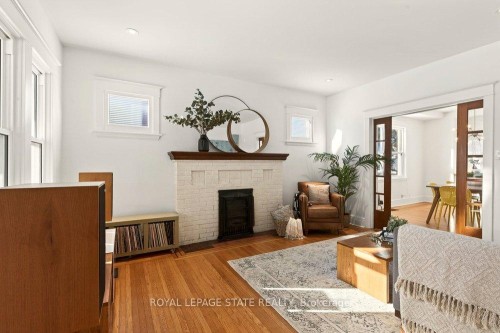 46 Connaught Avenue S, Hamilton, ON - Indoor Photo Showing Living Room With Fireplace