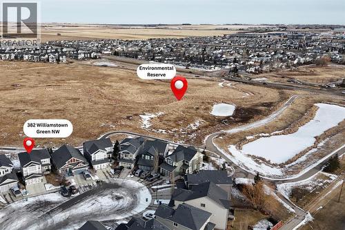 Creek & Pond Run Through Reserve - 382 Williamstown Green Nw, Airdrie, AB - Outdoor With View