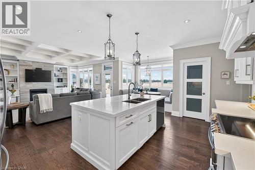 224 Mountain Road, Grimsby, ON - Indoor Photo Showing Kitchen With Fireplace With Double Sink