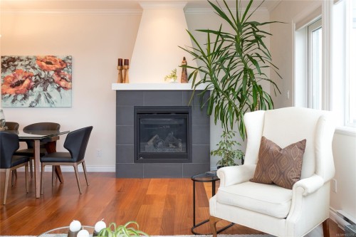 402-2409 Bevan Ave, Sidney, BC - Indoor Photo Showing Living Room With Fireplace