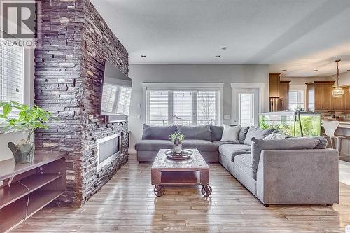 7, 208 Sparrow Hawk Drive, Fort Mcmurray, AB - Indoor Photo Showing Living Room With Fireplace