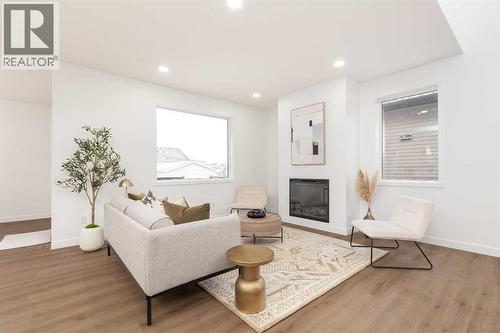 332 Rivergrove Chase W, Lethbridge, AB - Indoor Photo Showing Living Room With Fireplace