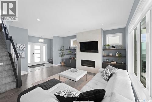 4357 Albulet Drive, Regina, SK - Indoor Photo Showing Living Room With Fireplace