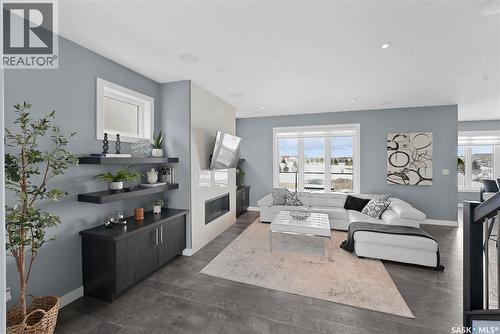 4357 Albulet Drive, Regina, SK - Indoor Photo Showing Living Room With Fireplace