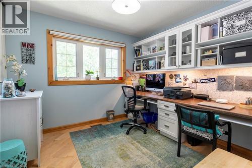 Office featuring built in study area and light wood-type flooring - 29 Armstrong Crescent, Grey Highlands, ON - Indoor Photo Showing Office