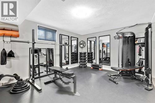 Gym Lower - 7 Mountain Park Circle Se, Calgary, AB - Indoor Photo Showing Gym Room