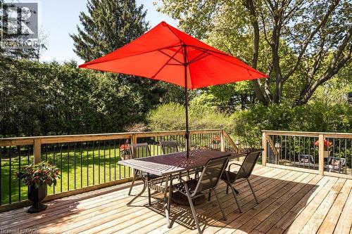 Deck with outdoor dining space and a yard - 330 Strathcona Drive, Burlington, ON - Outdoor With Deck Patio Veranda With Exterior
