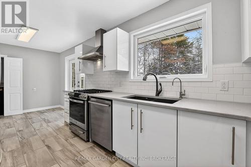 large window over sink overlooking huge yard - 4864 Michelle Drive, Greater Sudbury (Sudbury), ON - Indoor Photo Showing Kitchen With Double Sink With Upgraded Kitchen