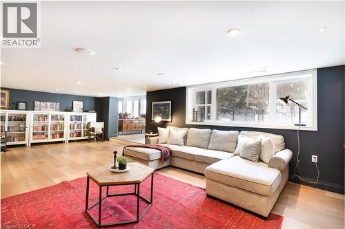 Living area with light wood-type flooring and recessed lighting - 3 Fallsview Road, Hamilton, ON - Indoor Photo Showing Living Room