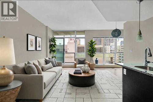 Bright and Spacious Living Room - Virtually Staged - 701, 788 12 Avenue Sw, Calgary, AB - Indoor Photo Showing Living Room