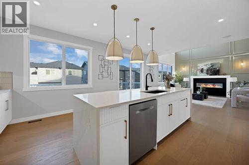 351 Waterford Grove, Chestermere, AB - Indoor Photo Showing Kitchen With Upgraded Kitchen