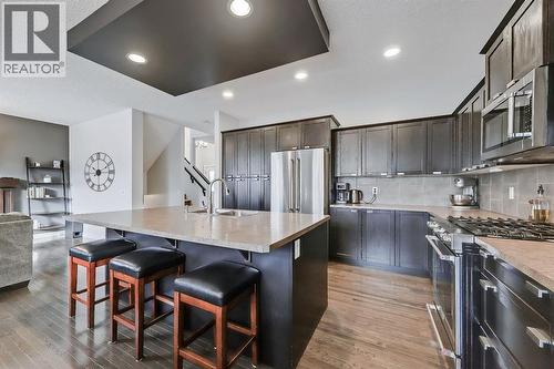 Seating for 3 or 4 - 9 Copperleaf Way Se, Calgary, AB - Indoor Photo Showing Kitchen With Stainless Steel Kitchen With Upgraded Kitchen