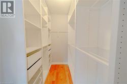 Spacious closet featuring light wood-style floors - 