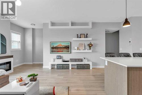 1713 Cornerstone Boulevard Ne, Calgary, AB - Indoor Photo Showing Living Room With Fireplace