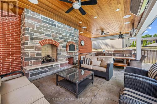 The Full Outdoor Kitchen Boasts Lynx Appliances - 335 Lakeshore Road W, Oakville, ON -  With Deck Patio Veranda With Exterior