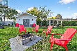 Firepit and storage shed. - 