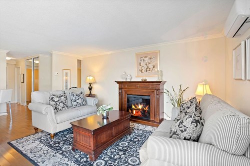 Living Room - 506-4460 Ch. Des Cageux, Laval (Chomedey), QC - Indoor Photo Showing Living Room With Fireplace