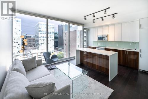 Living Room & Kitchen w/Floor to Ceiling Windows - 1502 - 300 Lisgar Street, Ottawa, ON - Indoor