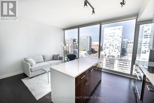 Kitchen & Living Room w/Floor to Ceiling Windows - 1502 - 300 Lisgar Street, Ottawa, ON - Indoor
