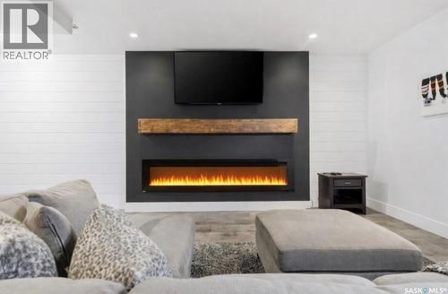 343 Mahabir Court, Saskatoon, SK - Indoor Photo Showing Living Room With Fireplace