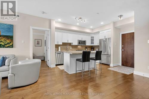 Open concept views LR and DR. - 408 - 615 Longfields Drive, Ottawa, ON - Indoor Photo Showing Kitchen With Upgraded Kitchen