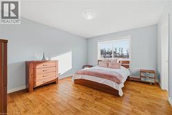 Bedroom with light wood-style floors - 