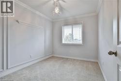 Empty room featuring carpet flooring and crown molding - 