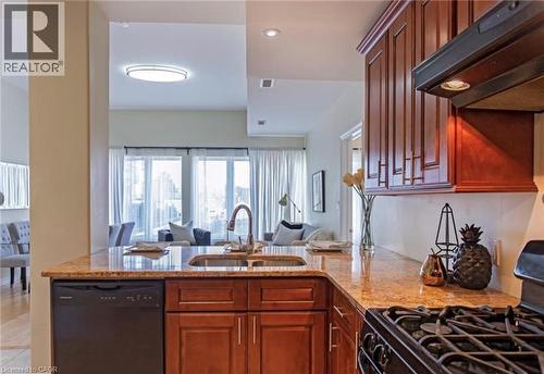 130 Wellington Street N Unit# 201, Hamilton, ON - Indoor Photo Showing Kitchen With Double Sink