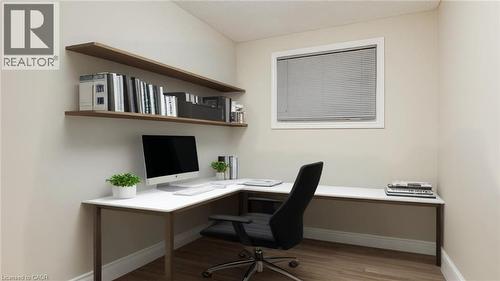 Office space featuring light wood finished floors and baseboards - 55 Silver Aspen Crescent, Kitchener, ON - Indoor Photo Showing Office