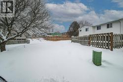 View of yard layered in snow - 